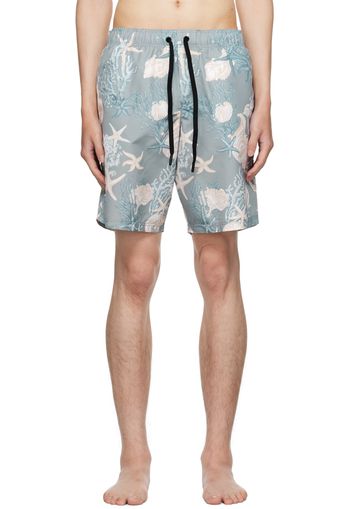 Versace Underwear Blue Barocco Sea Swim Shorts