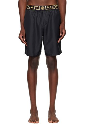 Versace Underwear Black Greca Border Swim Shorts