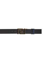 Versace Reversible Black & Navy Greca Belt