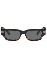 Versace Black & Brown Rectangular Sunglasses