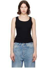 Versace Black Safety Pin Ribbed Tank Top