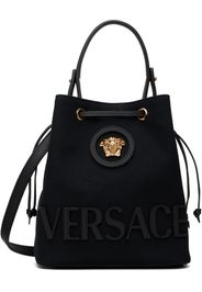 Versace Black 'La Medusa' Canvas Bucket Bag