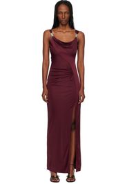 Versace Burgundy Viscose-Jersey Draped Maxi Dress