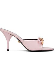 Versace Pink Opera Bow Patent Mule Heeled Sandals