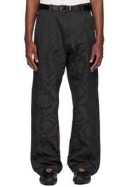 Versace Black Jacquard Cotton Carpenter Trousers