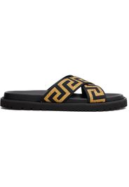 Versace Black Jacquard Nappa Sandals
