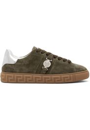 Versace Khaki Greca Embellished Suede Sneakers