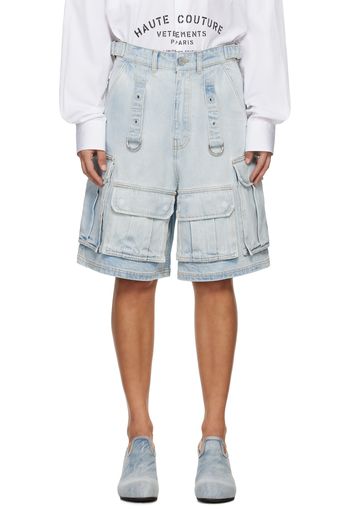 VETEMENTS Blue Multipocket Denim Shorts