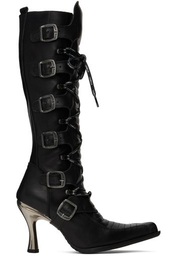 VETEMENTS Black New Rock Edition Moto Lace-Up Boots