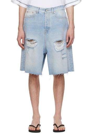 VETEMENTS Blue Destroyed Denim Shorts