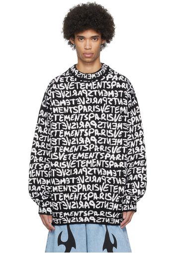 VETEMENTS Black & White Graffiti Monogram Sweater