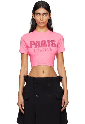 VETEMENTS Pink Crystal 'Paris' T-Shirt