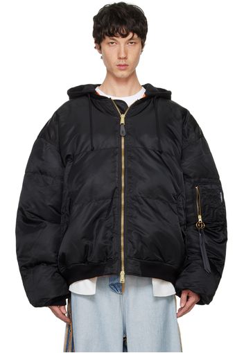 VETEMENTS Black Quilted Hooded Bomber Jacket