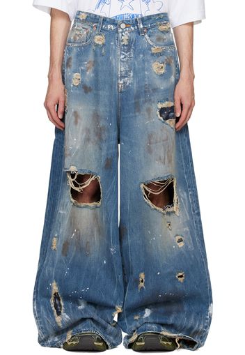 VETEMENTS Blue Trashed Big Shape Jeans