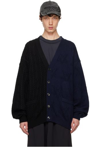 VETEMENTS Black & Navy Split Deconstructed Cardigan