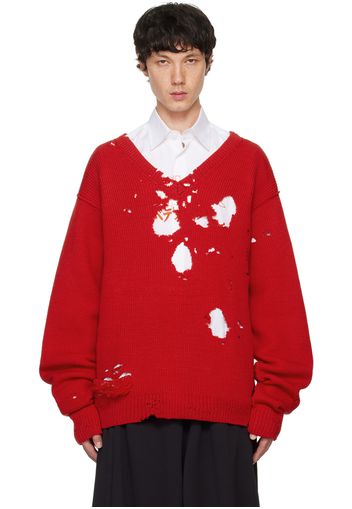 VETEMENTS Red Destroyed Sweater