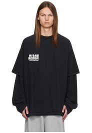 VETEMENTS Black Brainpower Inside-Out Layered T-Shirt