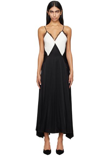 Victoria Beckham Black & White V-Neck Maxi Dress