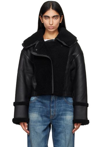 Victoria Beckham Black Paneled Shearling Jacket