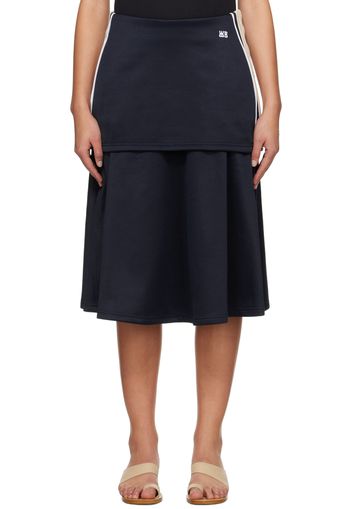 Wales Bonner Navy Mantra Midi Skirt