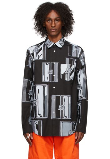 We11done Black & Grey Flat Chain Allover Print Shirt