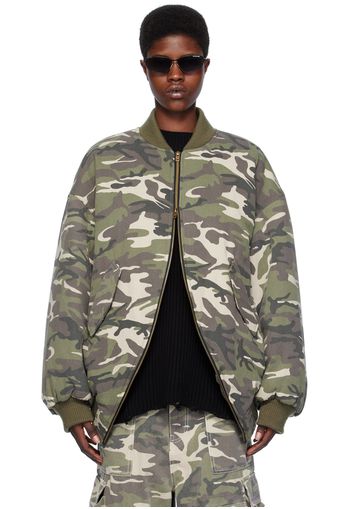 We11done Green Camouflage Bomber Jacket