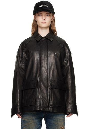 We11done Black Padded Leather Jacket