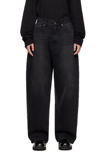 We11done Black Washed Loose-Fit Jeans