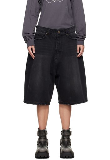 We11done Black Loose-Fit Denim Shorts