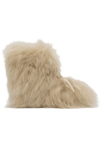 We11done Beige Fur Moccasin Boots