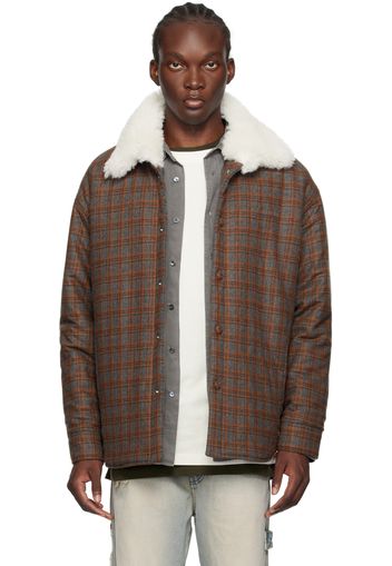 We11done Brown Check Insulated Faux-Shearling Jacket