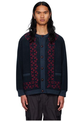 White Mountaineering®︎ Navy Embroidery Cardigan