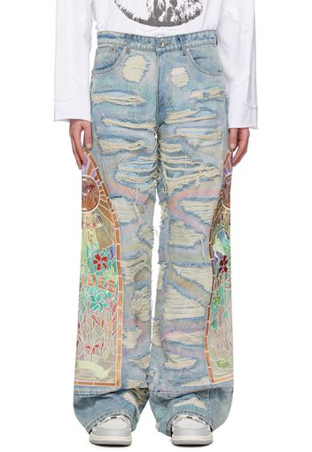 Who Decides War Blue Embroidered Jeans