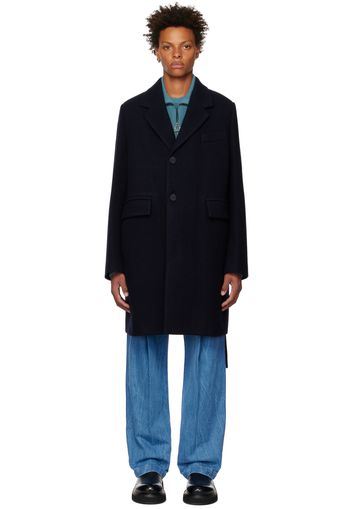 Wooyoungmi Navy Notched Lapel Coat