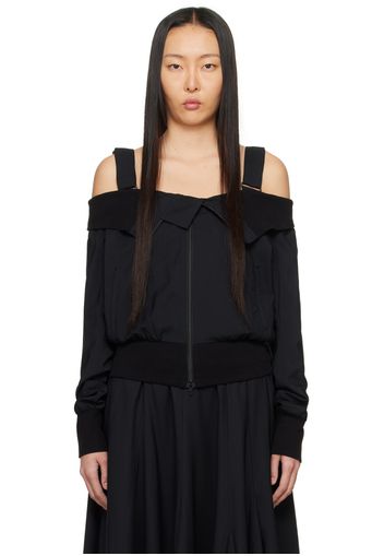 Yohji Yamamoto Black Off-The-Shoulder Jacket