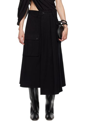 YOHJI YAMAMOTO Black R-Wide Midi Skirt