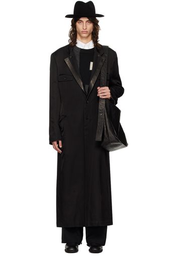 YOHJI YAMAMOTO Black Leather Collar Long Coat