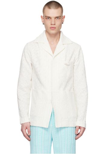 young n sang Off-White Striped Blazer