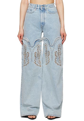 Y/Project Blue Maxi Cowboy Cuff Jeans