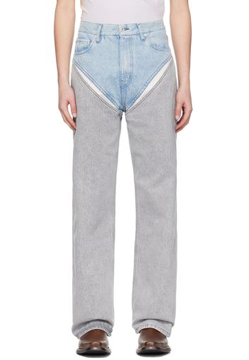 Y/Project Blue & Gray Cutout Jeans