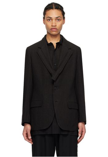 Y's For Men Black Notched Lapel Blazer