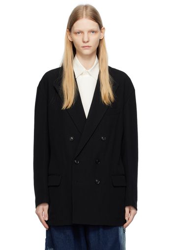 Y's Black Peaked Lapel Blazer