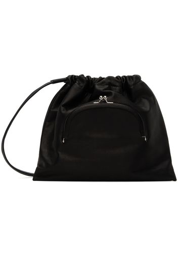 Y's Black Soft Leather Metal Clasp Pochette Bag