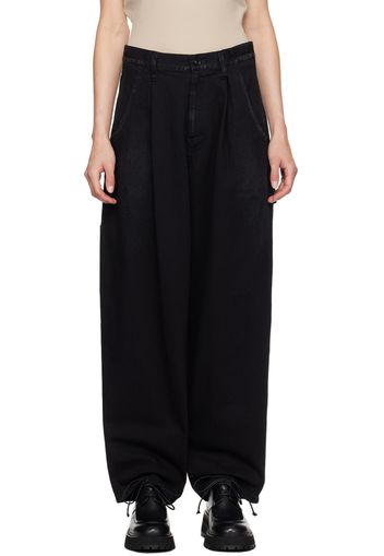 Y's Black Pleated Jeans