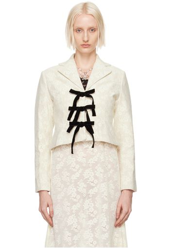 Yuhan Wang Off-White Floral Lace & Bows Jacket