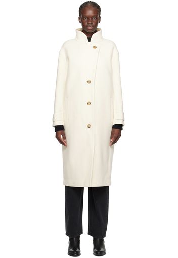 Yves Salomon White Buttoned Coat