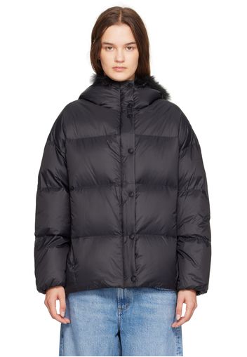 Yves Salomon Black Hooded Down Jacket