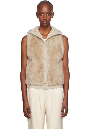 Yves Salomon Beige Merino Wool & Shearling Short Vest