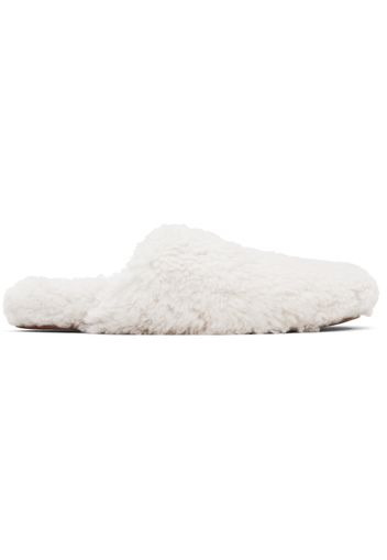 Yves Salomon Off-White Merinos Curly Lamb Slippers