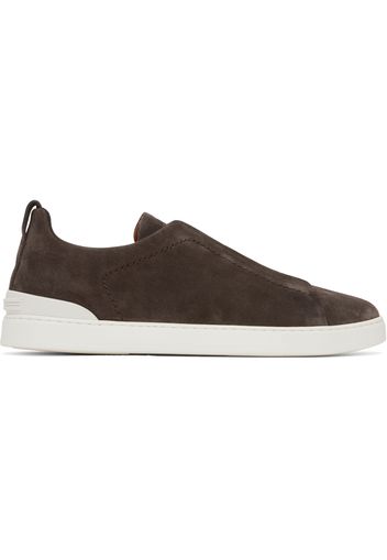 ZEGNA Brown Triple Stitch Sneakers